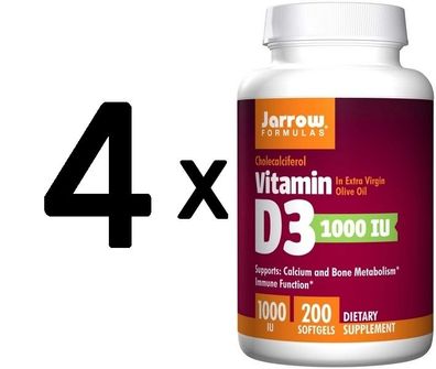 4 x Vitamin D3, 1000 IU - 200 softgels