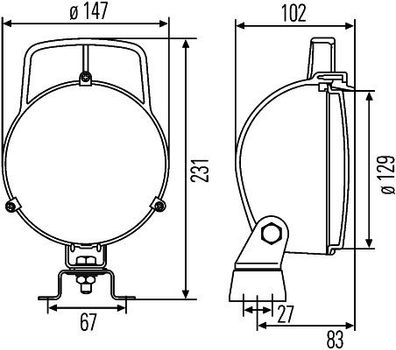 HELLA 1G3 996 001-001 Halogen-Arbeitsscheinwerfer - W131 - 12/24V - Anbau - stehend