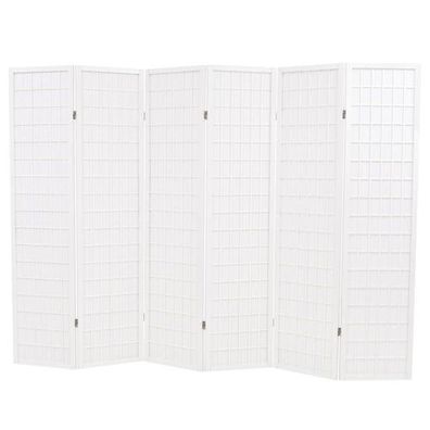 6-tlg. Raumteiler Japanischer Stil Klappbar 240 x 170 cm Weiß