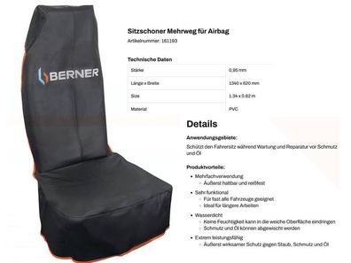 Berner Sitzschoner Mehrweg 62 x 134cm Premium PVC abwaschbar 161193