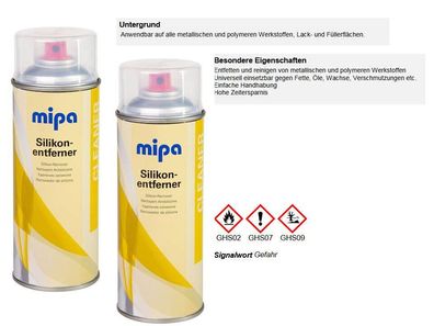 2x Mipa Silikon Entferner Spray 400ml farblos Entfetter Reiniger Autolack