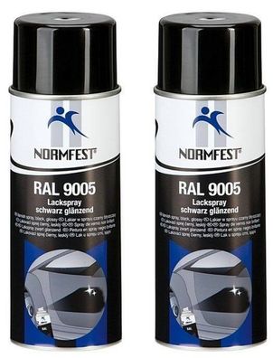 2x Normfest Lackspray RAL 9005 schwarz glänzend 400ml Glanzlack Auto Lack Spray