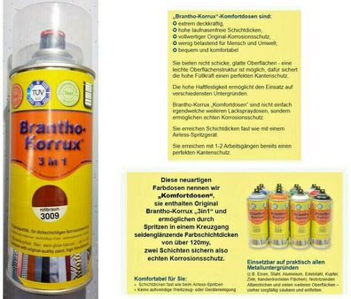400ml Brantho Korrux "3in1" 3009 rotbraun Komfort-Dose Spraydose