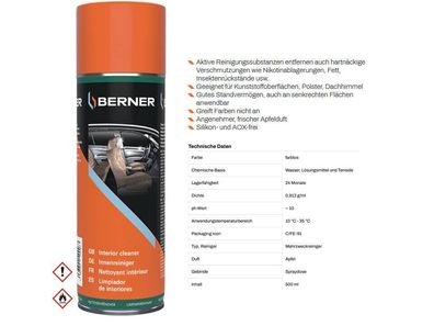 Berner Innenreiniger Active 500ml KfZ Fahrzeug Innenraum Reiniger Spray 1002386