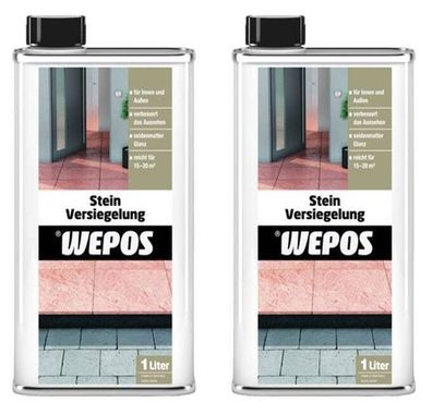 Wepos Stein Versiegelung 2x 1l Pflege Terrasse Balkon Treppen Terrazzo Marmor