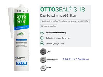 Ottoseal S 18 Schwimmbad Silicon C01 weiß 310ml Kartusche Silikon