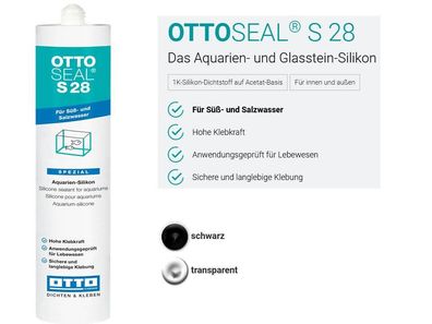 310ml Ottoseal S28 C04 schwarz Aquarien und Glasstein Silikon Silicon