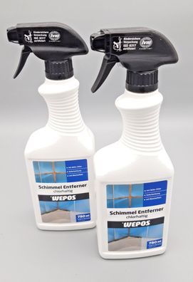 2x Wepos Schimmel Entferner Spray chlorhaltig 750ml Anti Schimmel Spray