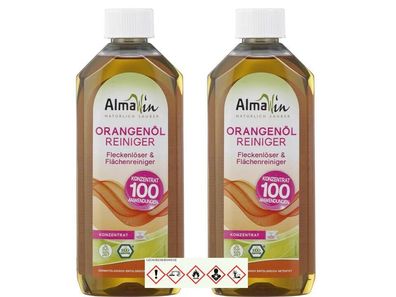 2x Almawin Orangenöl Reiniger Konzentrat 500 ml Reiniger Bad Küche Fußböden