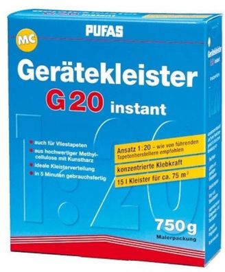 Pufas MC Gerätekleister G20 instant 750g - Kleister Tapeziergerät Tapeten
