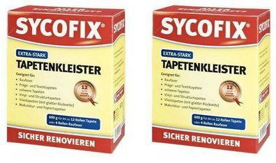 2x Sycofix Tapetenkleister 600g Extra Stark Tapeten Leim Vlies Papier Raufaser