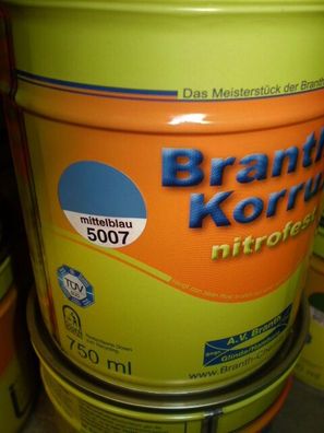 Brantho Korrux nitrofest 750ml Rostschutz RAL 5007 mittelblau Metallschutzfarbe