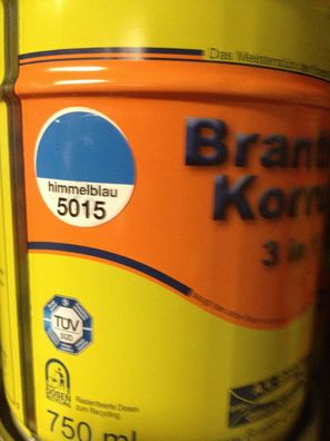 Brantho Korrux 3in1 Rostschutz 5 Liter Metallschutzfarbe RAL 5015 himmelblau