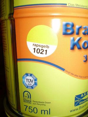 Brantho Korrux 3in1 Rostschutz 5 Liter Metallschutzfarbe RAL 1021 rapsgelb