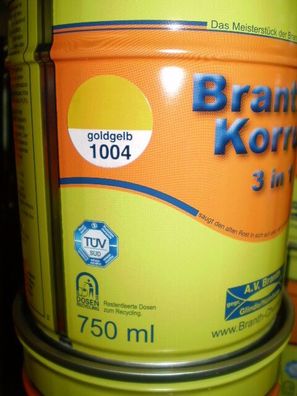 Brantho Korrux 3in1 Rostschutz 5 Liter Metallschutzfarbe RAL 1004 goldgelb