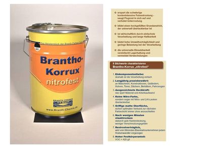 Brantho Korrux nitrofest Rostschutz RAL 9005 schwarz Metallschutzfarbe 5 Liter