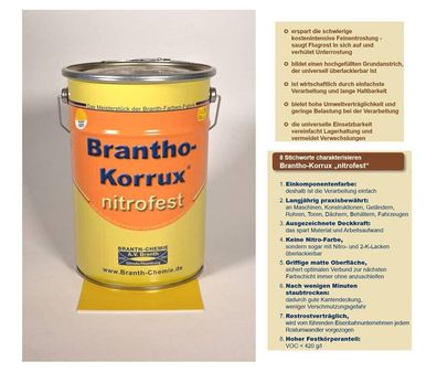 5l Brantho Korrux nitrofest RAL 1021 rapsgelb Rostschutz Metallschutz Farbe matt