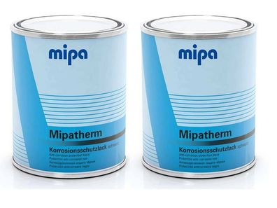 2x Mipa Mipatherm schwarz 750ml hitzebeständig 800°C Auspufflack Ofenlack