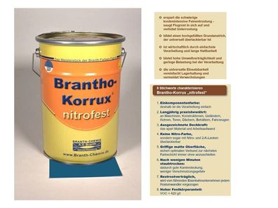 5l Brantho Korrux nitrofest Rostschutz RAL 5007 mittelblau Metallschutz Farbe