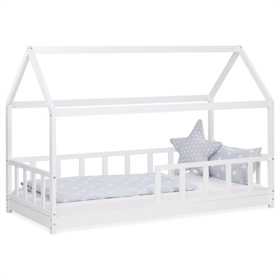 Kinderbett Hausbett mit Rausfallschutz 90x200 cm Bodenbett Montessori Bett Bettenh...