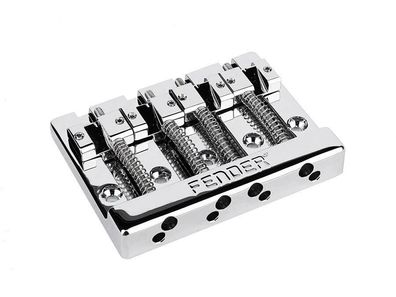 Fender® Bass Bridge 4-Saiter Chrom, 19mm Saitenabstand, Zink Saitenreiter