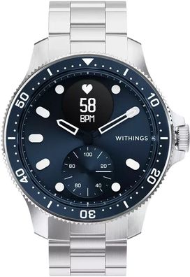 Withings ScanWatch Horizon Smartwatch 43 mm Hybrid Android iOS Edelstahl blau