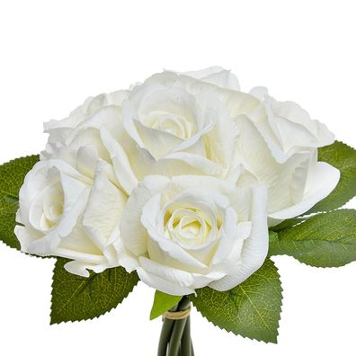 Clayre & Eef Kunstblume Rose 24 cm Weiß Kunststoff (Gr. 16x16x24 cm)