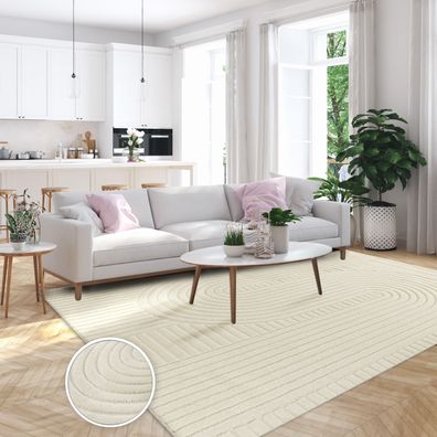 Wohnzimmer Teppich Bogen Schlafzimmer Abstrakt 3D Effekt Abstrakt beige
