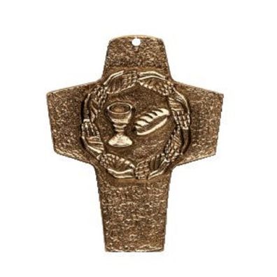 Kreuz aus Bronze - Brot und Wein