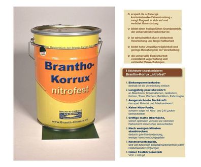 5l Brantho Korrux nitrofest Rostschutz Farbe RAL 6005 moosgrün