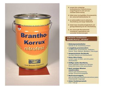 5l Brantho Korrux nitrofest RAL 3000 siegelrot / feuerrot Rostschutz Farbe matt