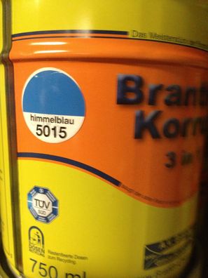 Brantho Korrux 3in1 Rostschutz 750ml Metallschutzfarbe himmelblau 5015 Branth