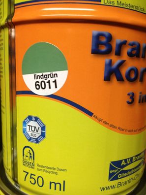 Brantho Korrux 3in1 Rostschutz 750ml Metallschutz Farbe RAL 6011 lindgrün LKW