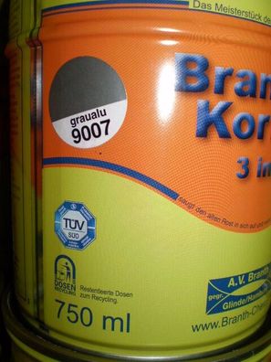 Brantho Korrux 3in1 Rostschutz 750ml RAL 9007 graualu Metallschutzfarbe Branth