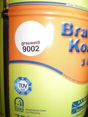 Brantho Korrux 3in1 Rostschutz 750ml RAL grauweiß 9002 Metallschutzfarbe Branth