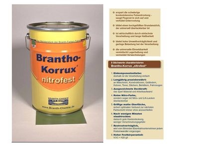Brantho Korrux nitrofest 5l RAL 6011 lindgrün Metallschutzfarbe Rostschutz matt