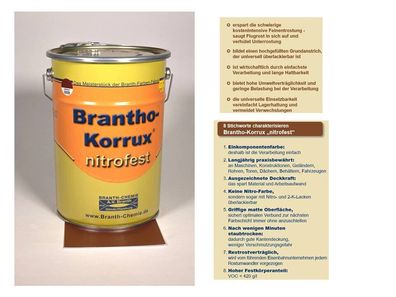 5l Brantho Korrux nitrofest rotbraun RAL 3009 Rostschutz Metallschutz Farbe Lack