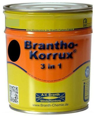 5l Brantho Korrux 3in1 Rostschutz RAL 9005 schwarz Metallschutz Farbe Branth