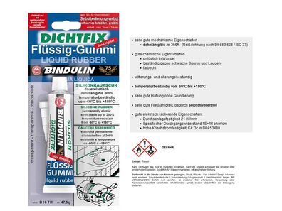 Bindulin Dichtfix (Toluol) Flüssig Gummi 47,5 g Tube Modellbau Kleber NEU & OVP