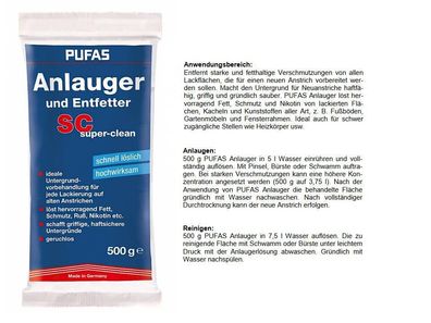 Pufas Anlauger SC 500g Reiniger Entfetter Nikotin Fett Ruß Entferner Pulver