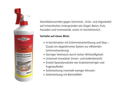 500 ml Geiger Nr.9 Schimmel Spray Stop gegen Schimmel -, Moos - und Algen