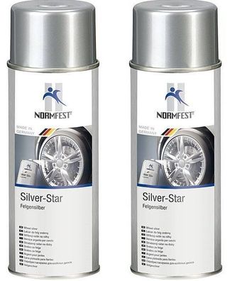 2x Normfest Felgensilber Silver - Star á 400ml Spray Felgenlack Autolack
