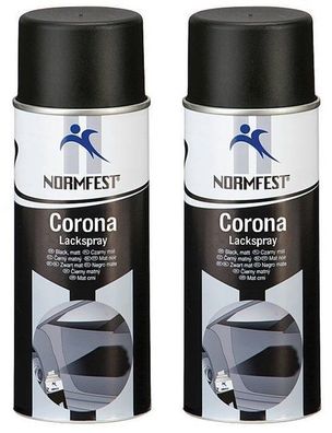 2x Normfest Corona Schwarz Matt 400ml Lackspray bis 650°C Sprühlack Spray