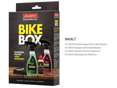 Atlantic Bike Box 4tlg. Komplettreiniger, Radglanz, Oelzeuch & Mikrofasertuch
