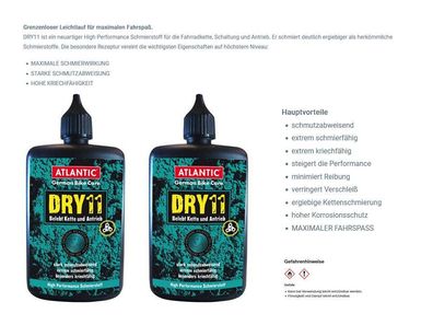 2x Atlantic Dry11 Ketten Schmiermittel 125ml Kettenfett Fahrrad Ketten Öl