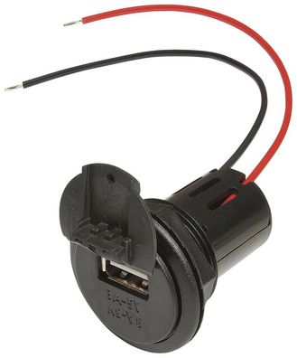 Pro car Einbausteckdose Power USB mit Gewindeh?lse und Deckel 12 - 24 V
