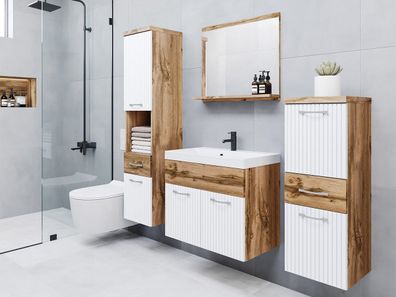 Badmöbel-Set Alba MDF Modern Stil Badezimmer Komplett Badmoebel mit Waschbecken