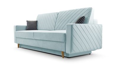 Sofa mit Schlaffunktion und Bettkasten Couch für Wohnzimmer - California Blau