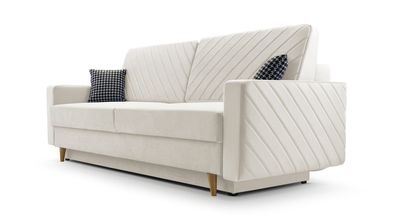 Sofa mit Schlaffunktion und Bettkasten Couch für Wohnzimmer - California Cream