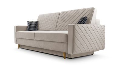 Sofa mit Schlaffunktion und Bettkasten Couch für Wohnzimmer - California Beige